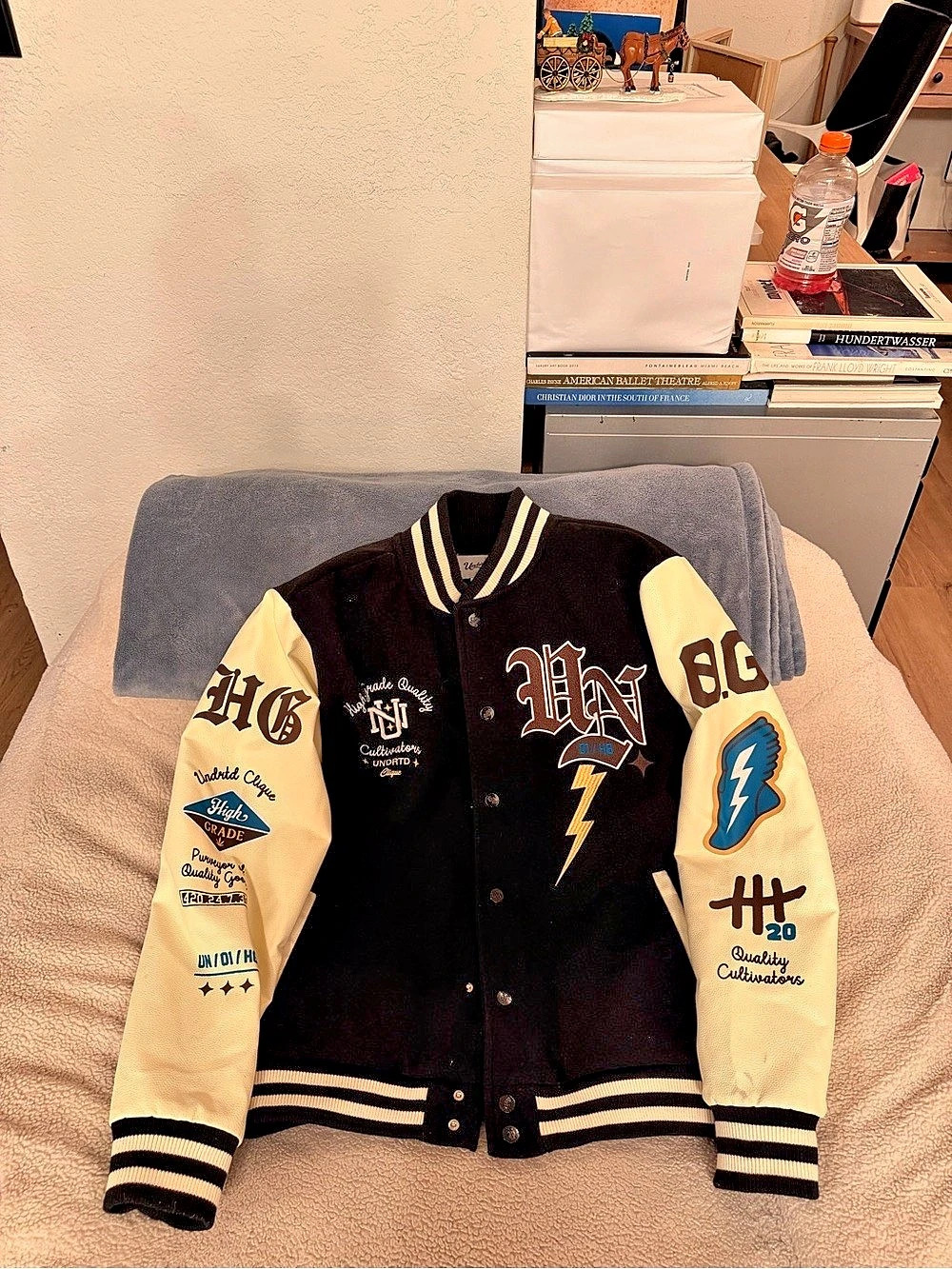 United Garments Black & Yellow Varsity Jacket XL Like New